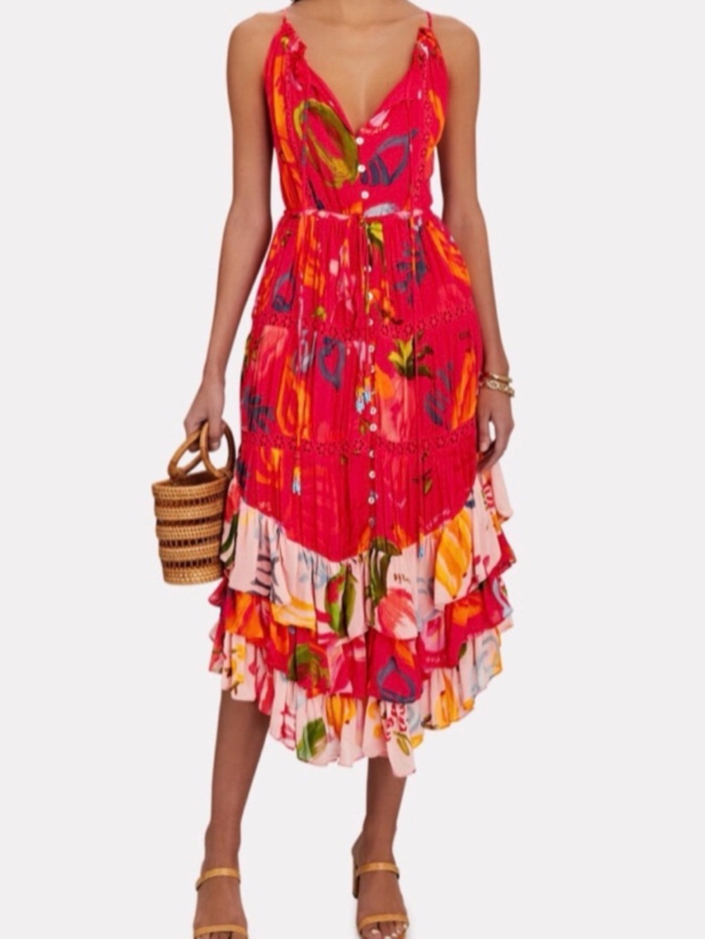FARM Rio Mixed Fruits Ocean Tiered Dress - Picture 2 of 10